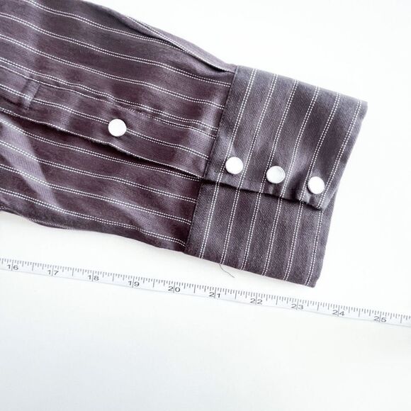 Panhandle Slim Mens Vintage Pinstripe Long Sleeve Snap Up Shirt Brown Large Tall - Picture 7 of 9